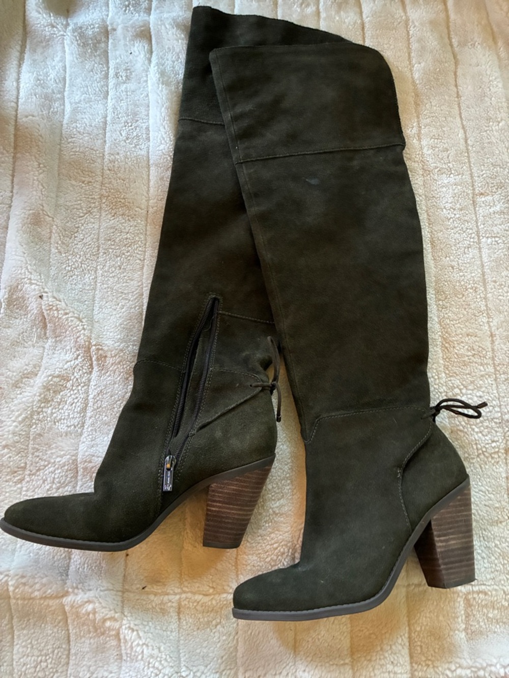 Jessica Simpson Over-the-Knee Suede Block Heel Boots - Dark Green